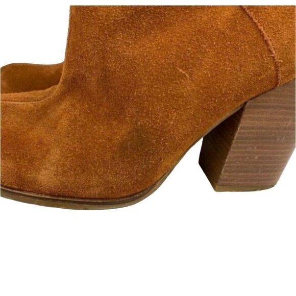 Sixtyseven Suede Ankle Booties 41 Rust Faux Stacked Wood Chunky Heel Boots Spain - Picture 12 of 13